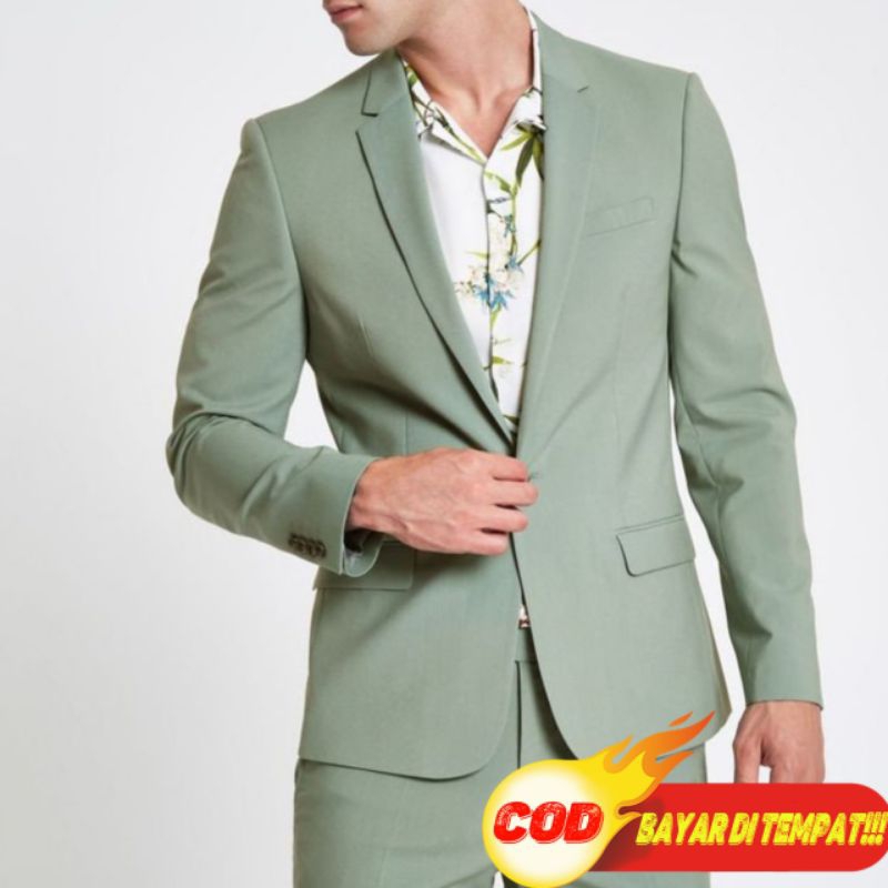 JAS PRIA HIJAU SAGE / JAS BLAZER PRIA WARNA SAGE / SETELAN JAS PRIA WARNA SAGE