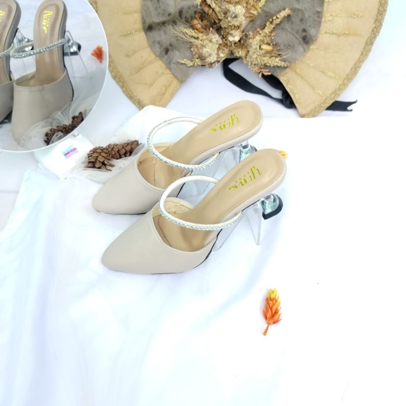 YTN Sendal High Hells Hak kaca 7cm wanita runcing
