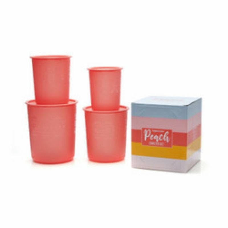 Toples Jajan / Wadah Makanan Snack Mosaic Canister Peach Set Tupperware