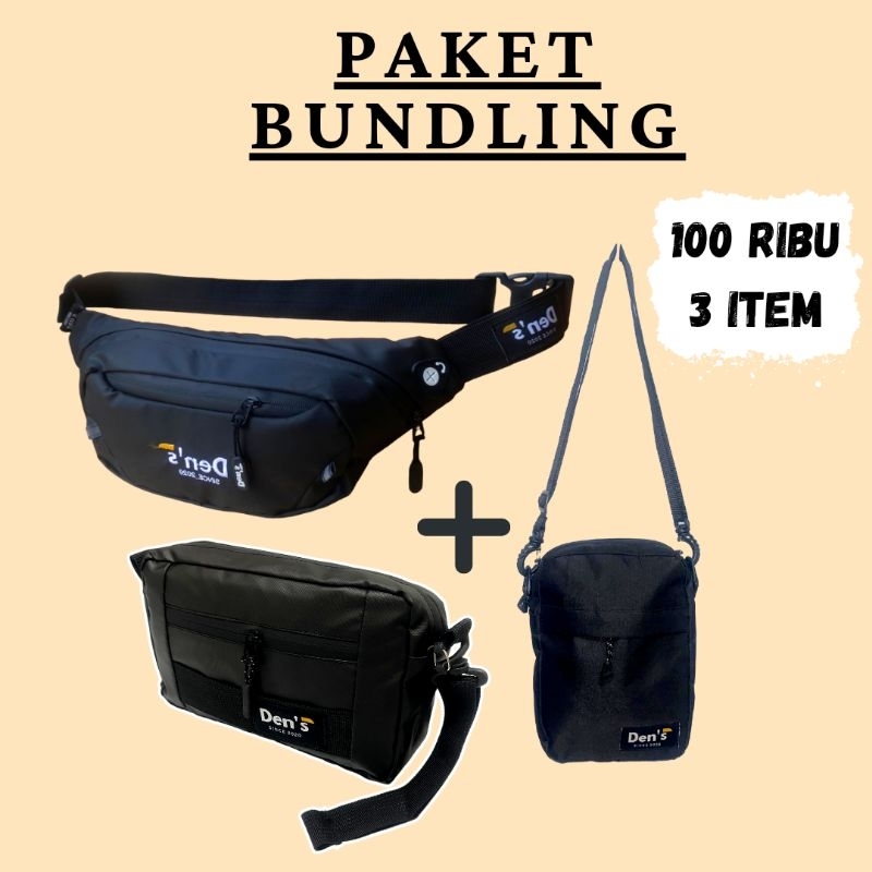 Paket Budling Tas Selempang Pria Tas Waistbag 100 Dapat 3
