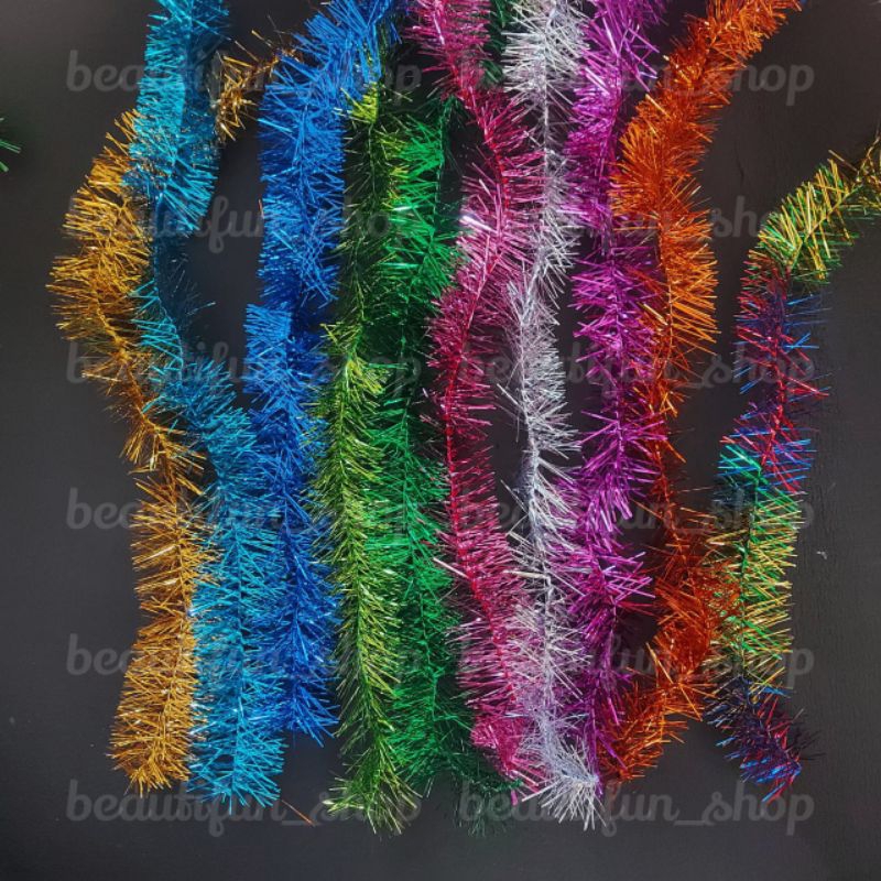 Slinger tinsel rumbai kecil 4cm | hiasan slinger rumbai dekorasi natal hiasan pohon natal rumbai poh