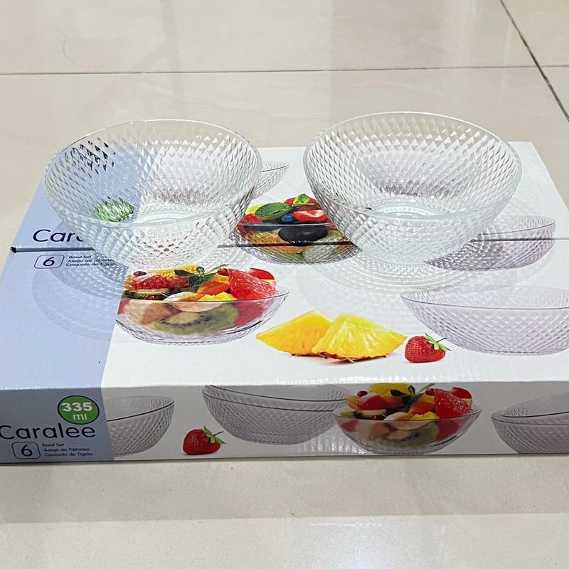 satu set mangkok kaca bulat kristal caralee kimglass isi 6