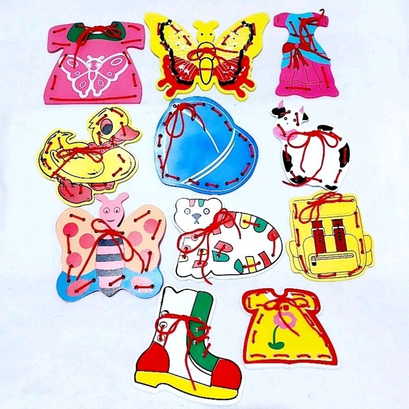 Mainan edukatif / edukasi anak / Papan jahit / APE / alat peraga edukasi menjahit / motorik/konsentr