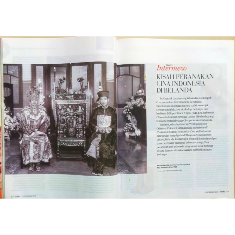 Majalah Tempo 30 November 2015 - Selingan : Kisah Peranakan Cina Indonesia di Belanda