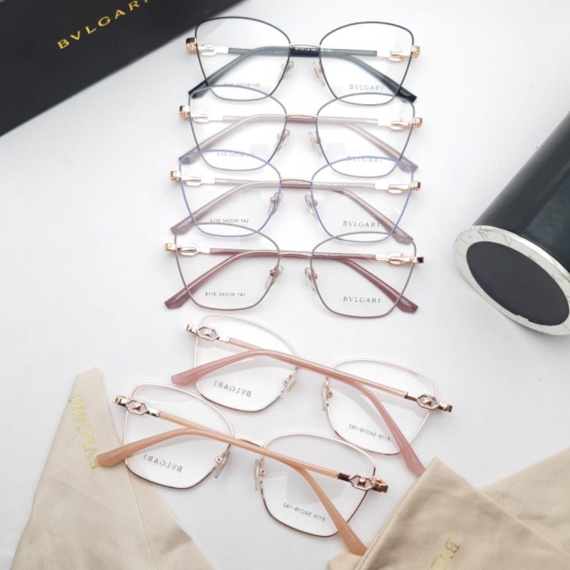 Nnkacamata frame cat eye kotak besi wanita 8119