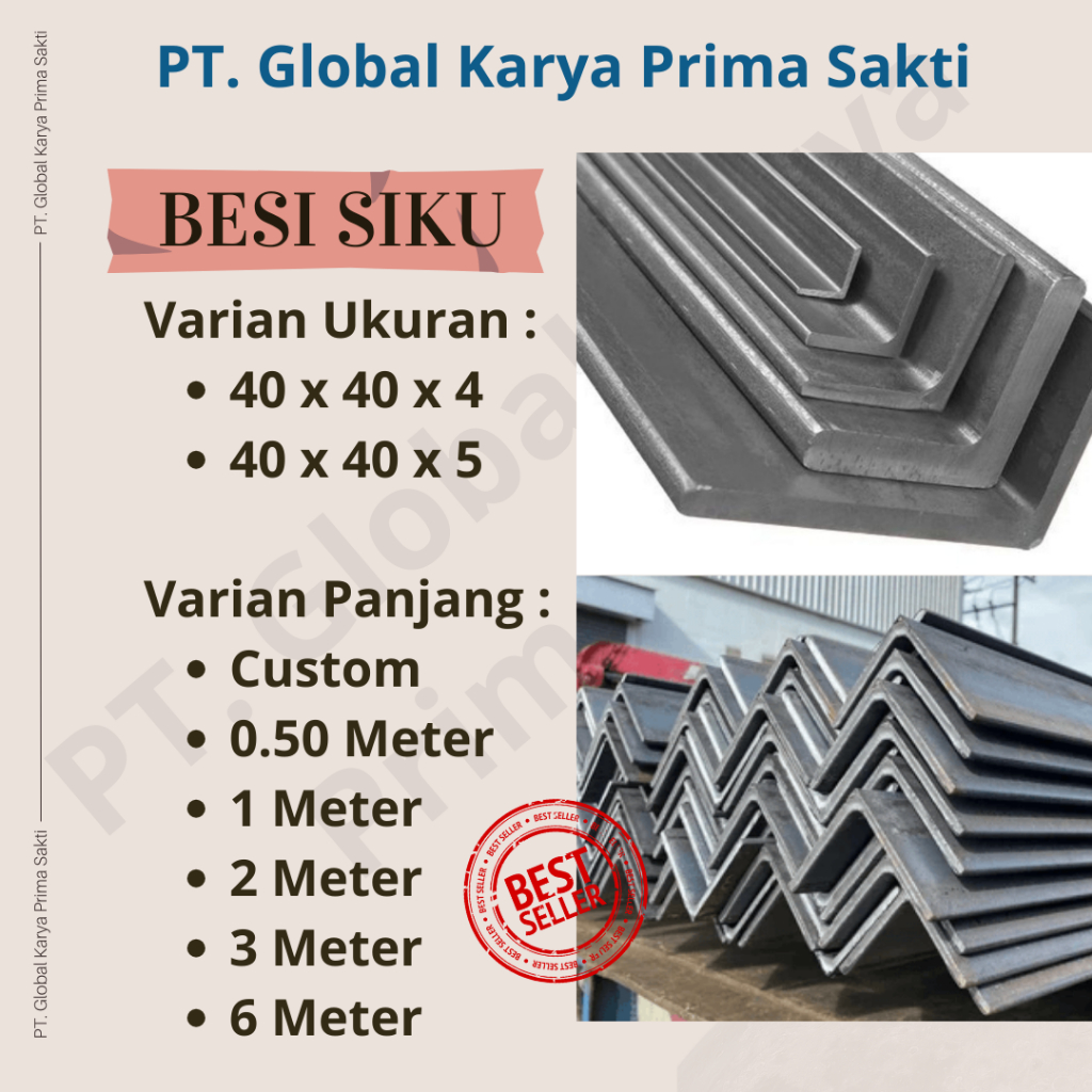 Besi Siku 40 x 40 x 4 x 6 Meter