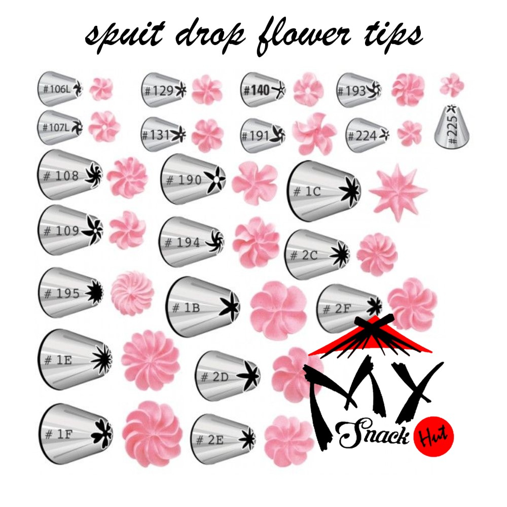 

SPUIT DROP FLOWER - TIPS BUNGA CAKE DEKORASI DECORATING DECORATION STAINLESS STEEL TEBAL PREMIUM