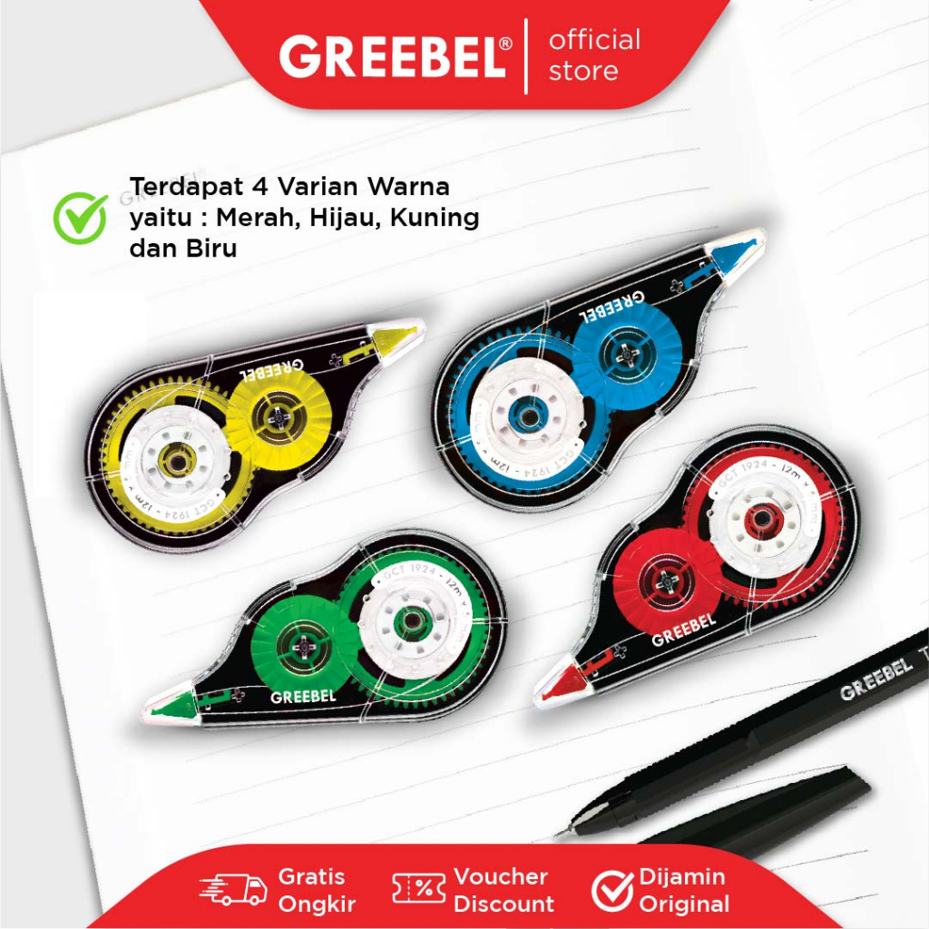 

Correction Tape Tip Ex Kertas Penghapus Pen Roll Tipe X Greebel