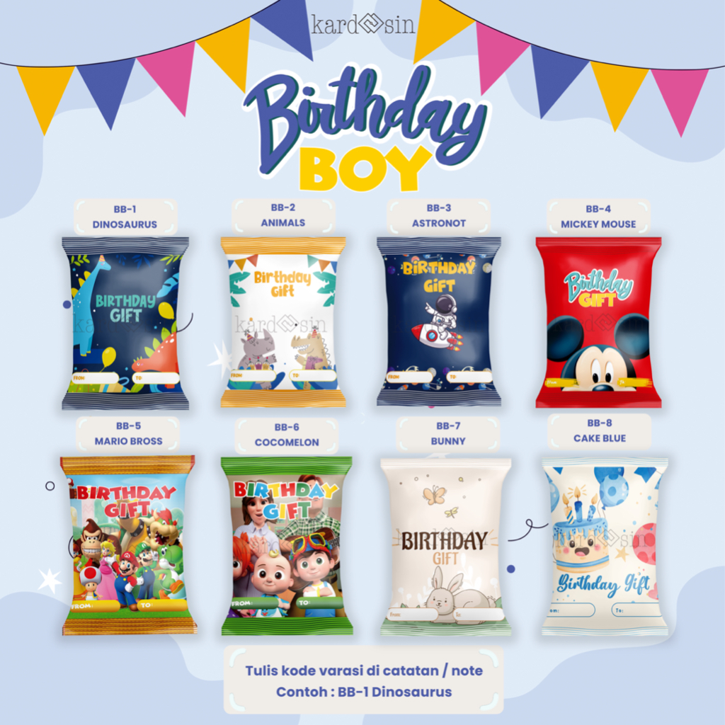 [HANYA KEMASAN] BIRTHDAY SNACK BAG POUCH ULANG TAHUN TAUN ANAK HADIAH GOODIE BAG MISTERY BAG HAMPERS PARSEL AMPLOP ANGPAO PACKAGING KEMASAN CHIKI MAKANAN COKLAT CHOCOLATE PERMEN CANDY BUNGKUS BINGKISAN KERTAS KOTAK GIFT IDEAS BOX PINTEREST AESTHETIC