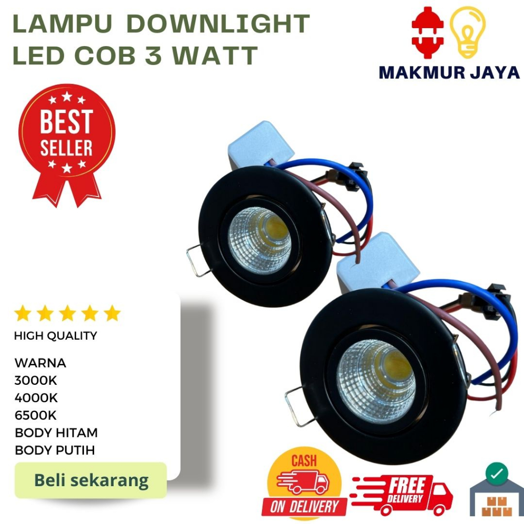LAMPU DOWNLIGHT LED COB 3 WATT / Lampu Plafon Downlight Spotlight LED 3W 3 Watt COB