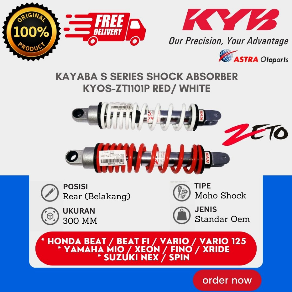 SHOCKBREAKER KAYABA KYOS-ZT1101PR UNTUK MOTOR ALL MATIC / SOKBREKER / SHOCK BREAKER BELAKANG / KYOS 