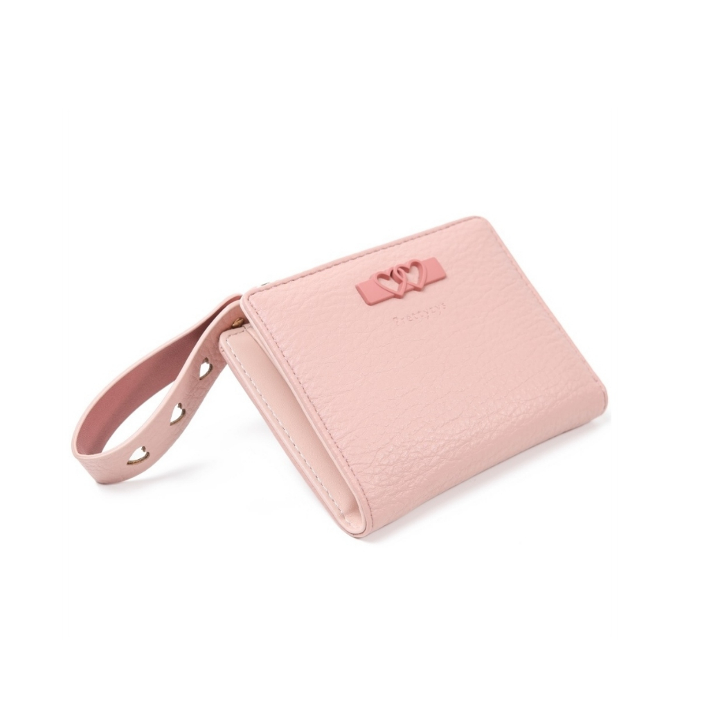 DOMPET LIPAT WANITA KECIL PRETTYZYS ORIGINAL KULIT PINK LUCU NYLORIA WA826P3 MINI SLOT KARTU RESLETING KOIN REMAJA KOREA CEWEK MURAH KEKINIAN SIMPLE FASHION TERBARU BRANDED PREMIUM