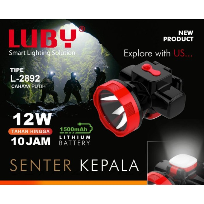 Luby L-2892  Senter Kepala / 2892L / L2892 / 2892 / Headlamp LED 12 Watt Tahan 10 Jam