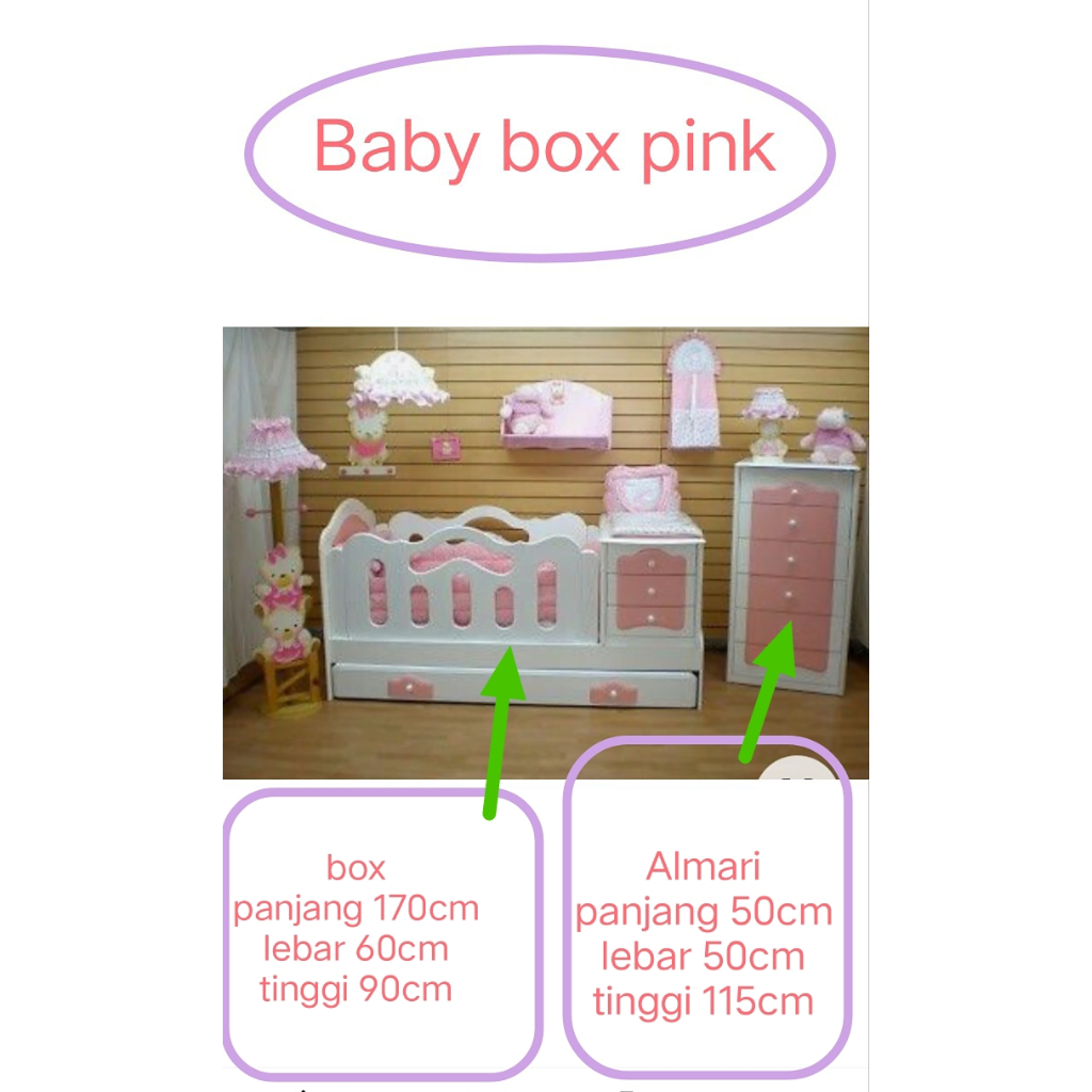 tempat tidur bayi / box bayi kayu minimalis