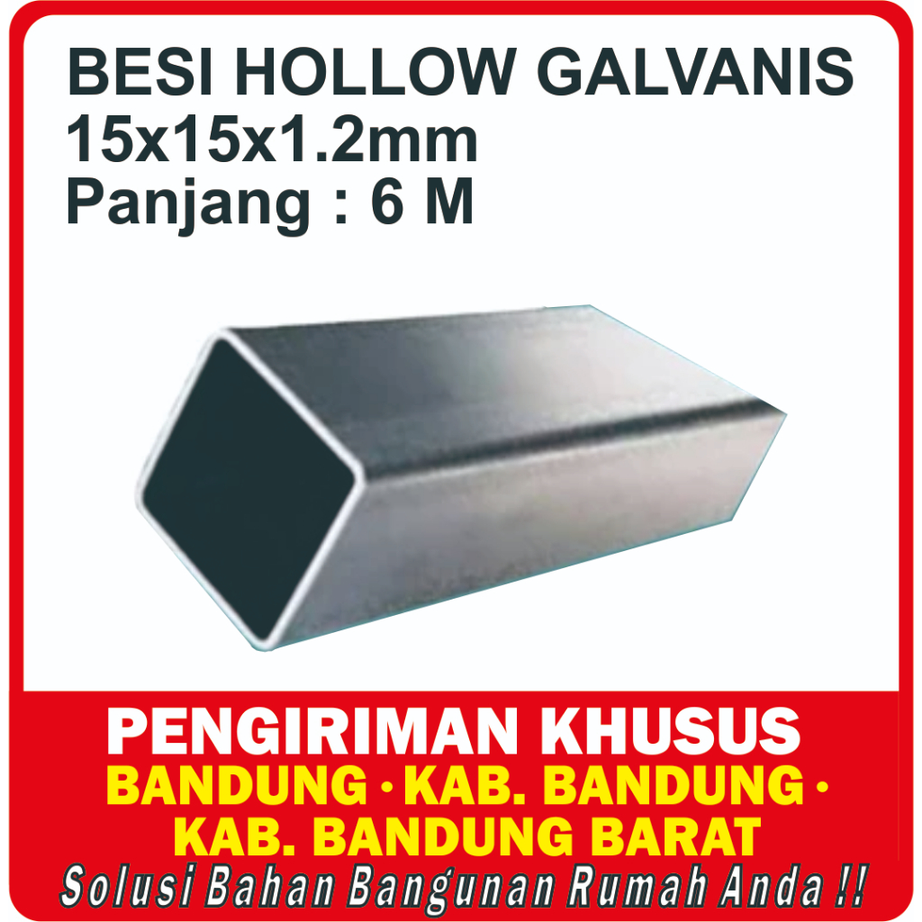 Hollow Galvanis 15 x 15 Besi Hollow Galvanis 15 x15 x 6