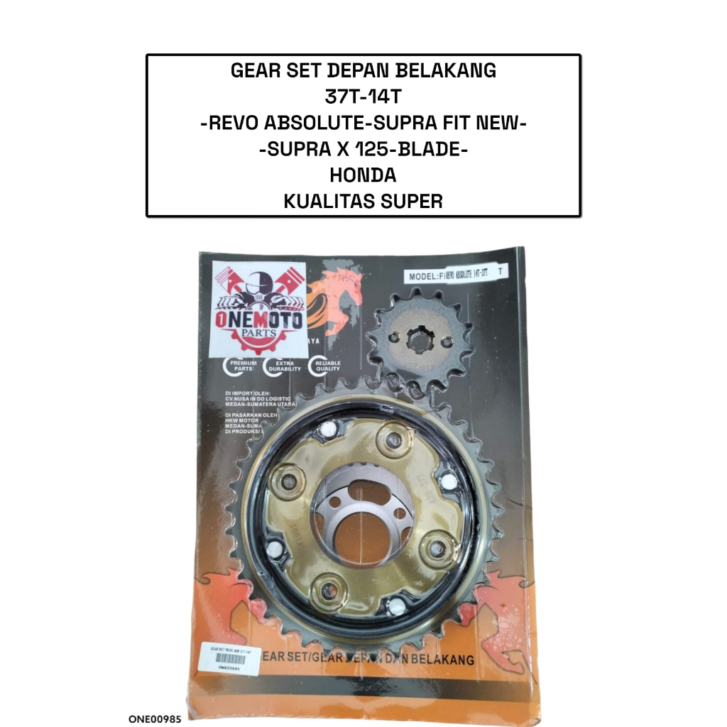 GEAR GIR GIGI DEPAN BELAKANG SET UKURAN BESAR 37T-14T REVO ABSOLUTE HONDA KUALITAS SUPER