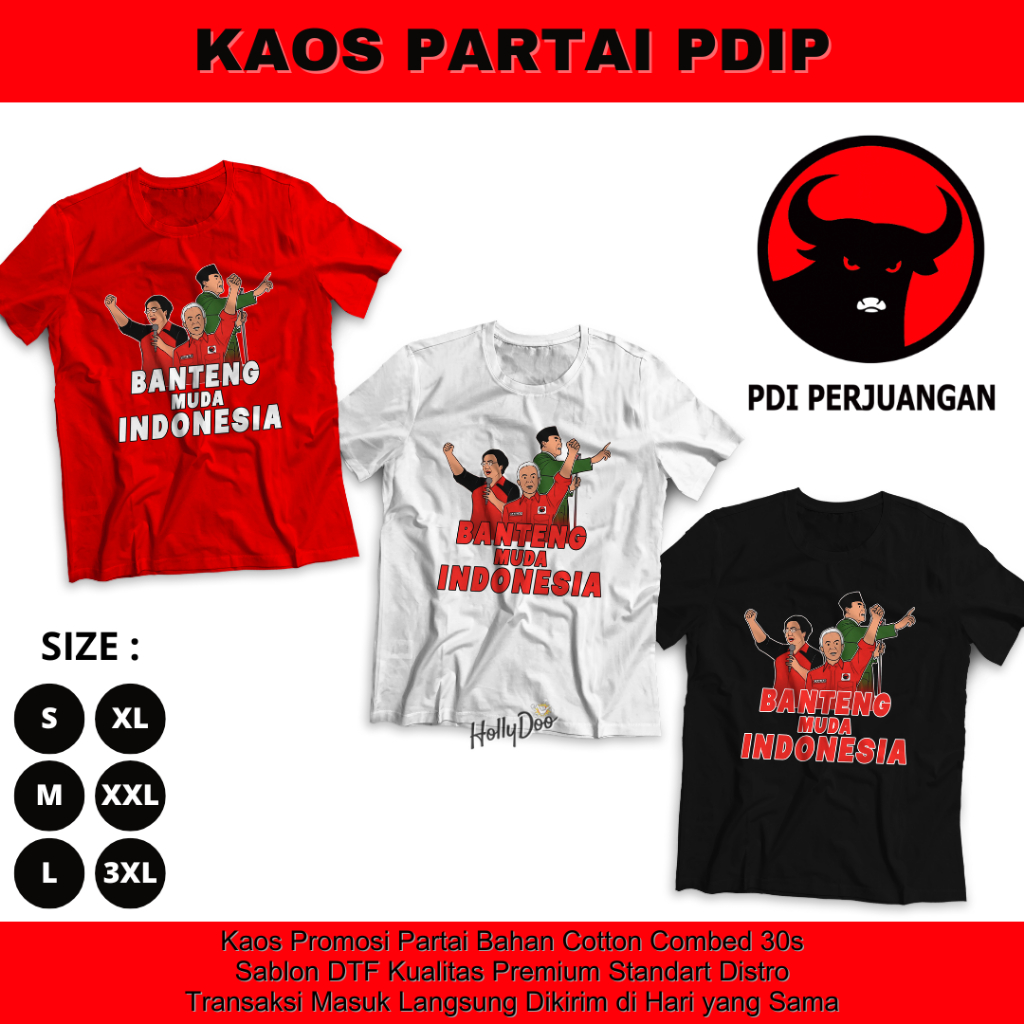 PDI Perjuangan Kaos Banteng Muda Indonesia Baju Partai Distro Kekinian Terbaru