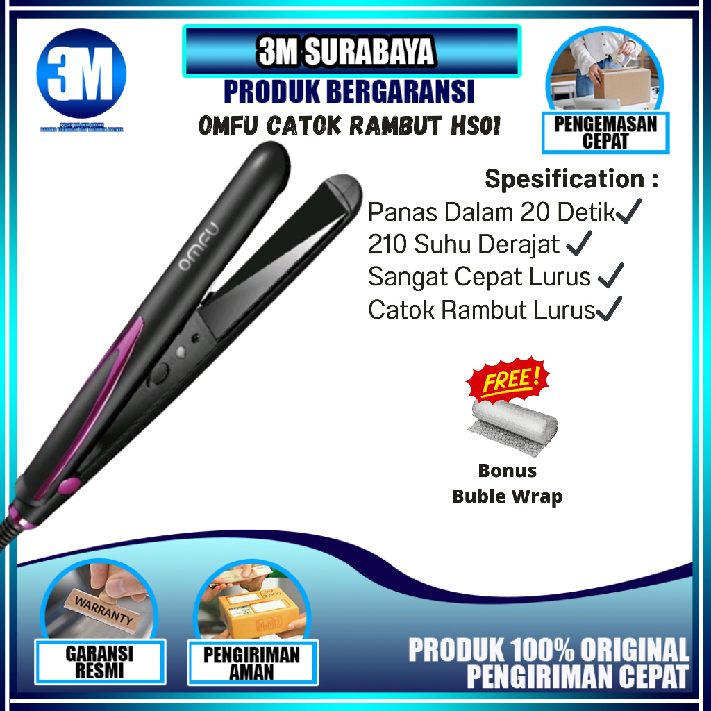 Omfu Catokan Rambut | Catokan Curly 2in1 | Sisir Catokan | Pelurus Rambut Perawatan Rambut Suhu Kons