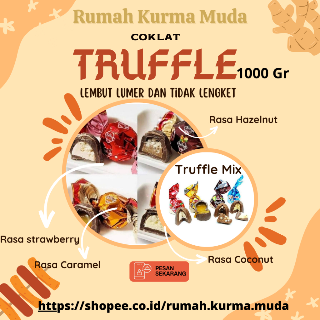 

RumahKurmaMuda - Coklat Arab Truffle 1000 g Coklat Truffle Turkey Elvan Mix Best Quality Premium 1 Kg