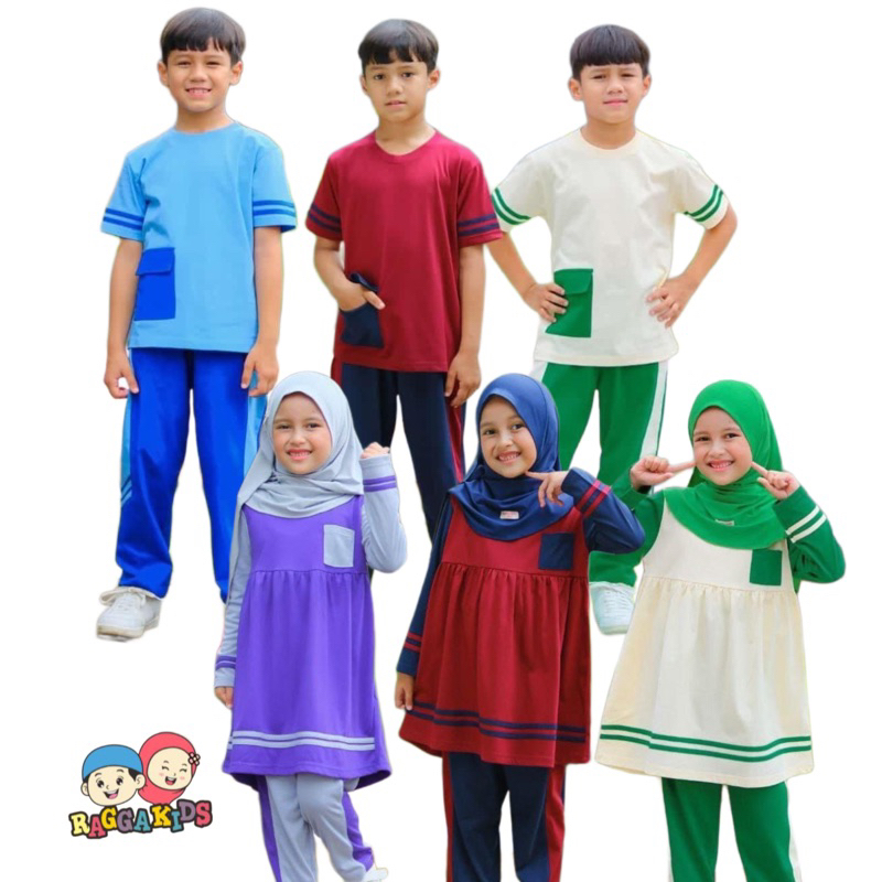 (3-12 tahun) Baju Setelan Seragam Olahraga Sekola Anak Laki & Perempuan Raggakids Training I Paud TK
