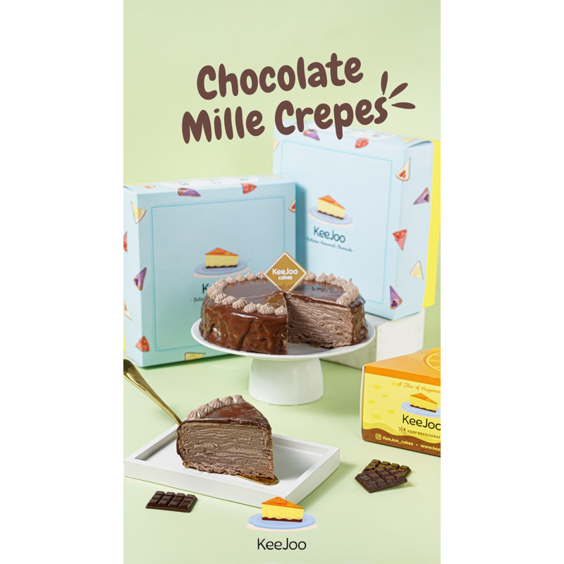 

slice mille crepes chocolate