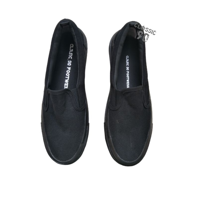 SEPATU SLIP ON POLOSAN FULL BLACK NOBRAND