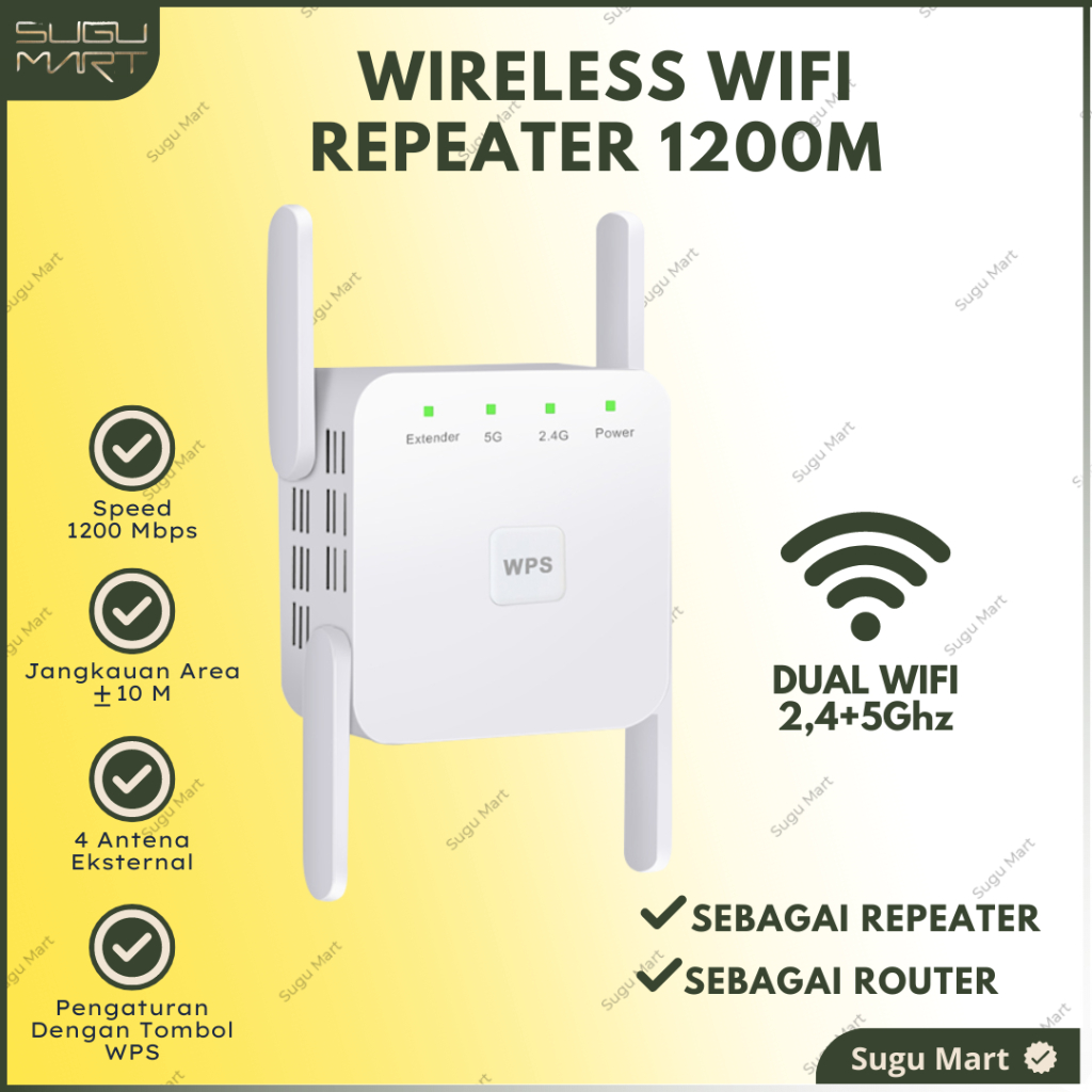 WIFI EXTENDER WIRELESS 1200M 5G 2.4G DUAL BAND | PENGUAT JARINGAN WIFI | WI FI EXTENDER 5GHz | EXTEN