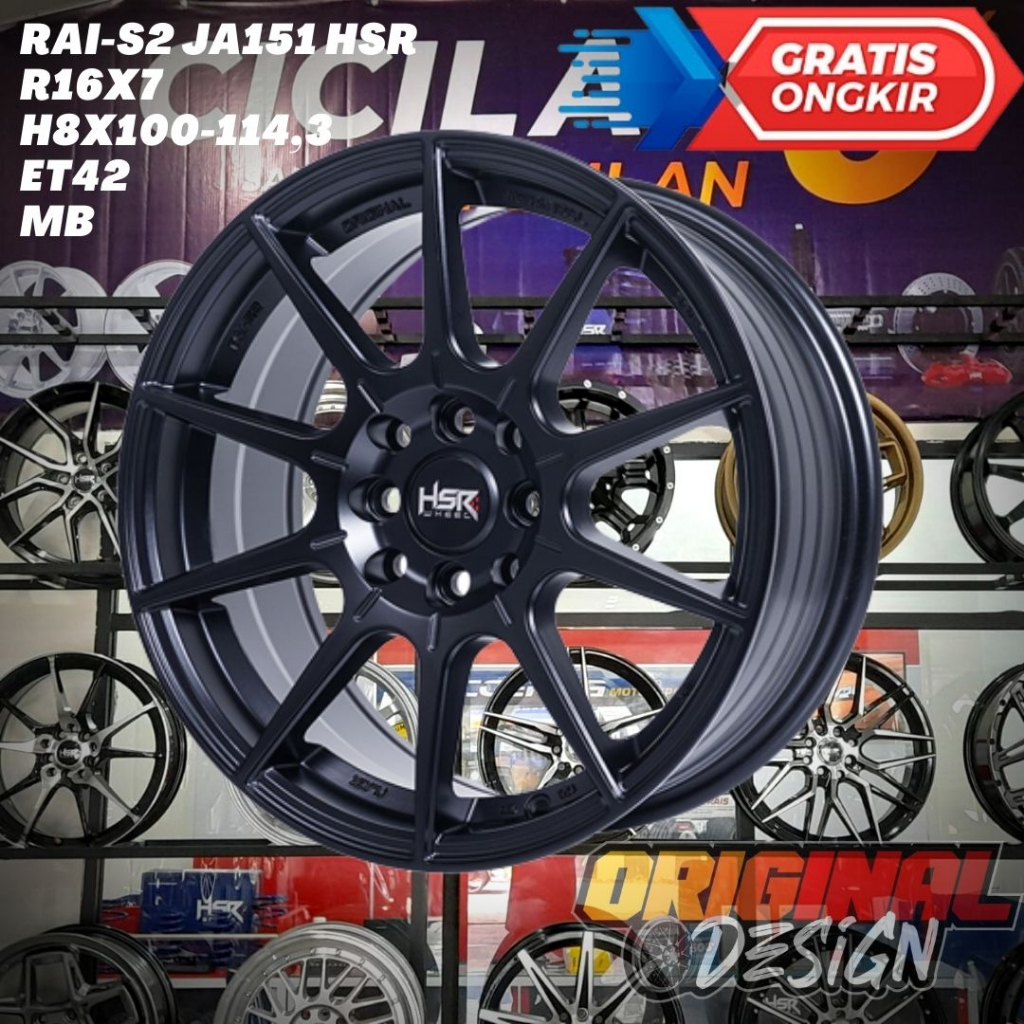 Velg Mobil Avanza , Xenia , Jazz , Yaris , HSR RAI S2 Ring 16 R16 Black