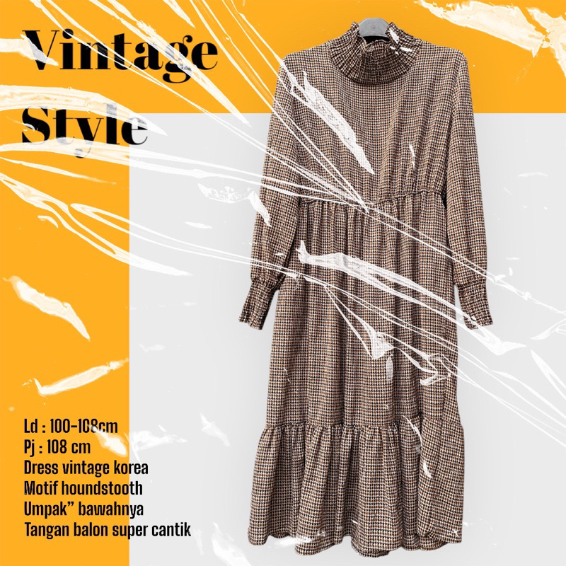 Dress houndstood/turtleneck dress/korean dress/korean style/dress bkk/dress office/korean/long dress