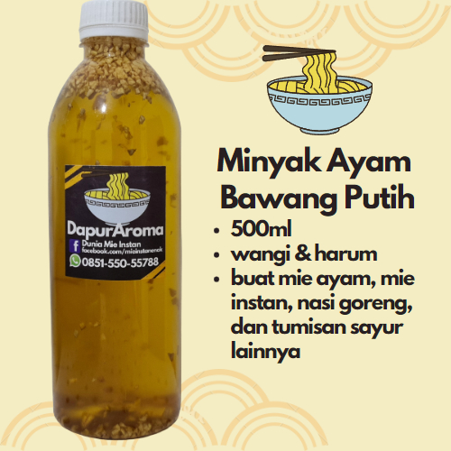 

Minyak Ayam Bawang 500ml untuk campur ke mie instan nasi goreng dll KHUSUS GOJEK GRAB JABOTABEK