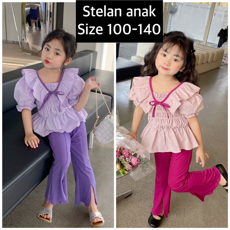 Setelan Anak Baju Import Balon Kerut Dada