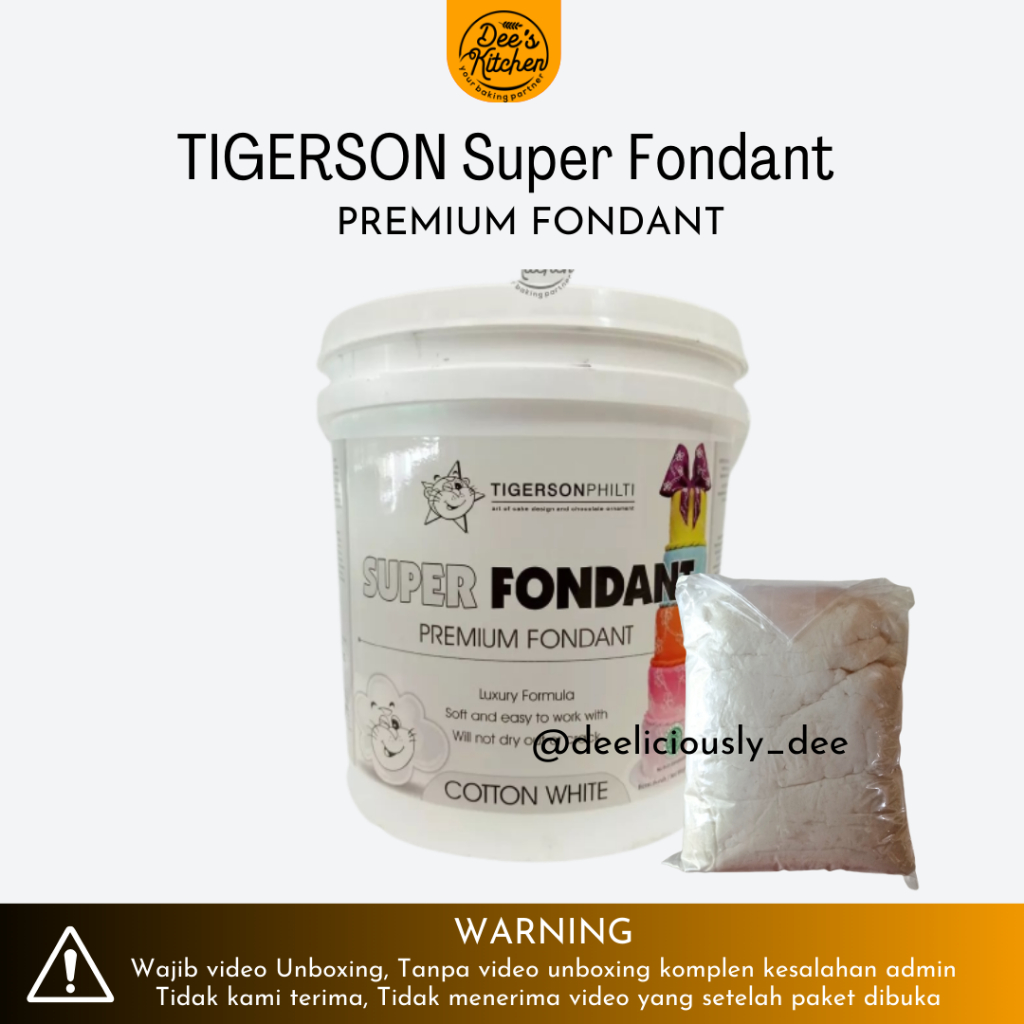 

[PREMIUM] TIGERSON SUPER FONDANT/ICING TIGERSON COTTON WHITE FONDAN GUMPASTE - 1Kg (Repack)