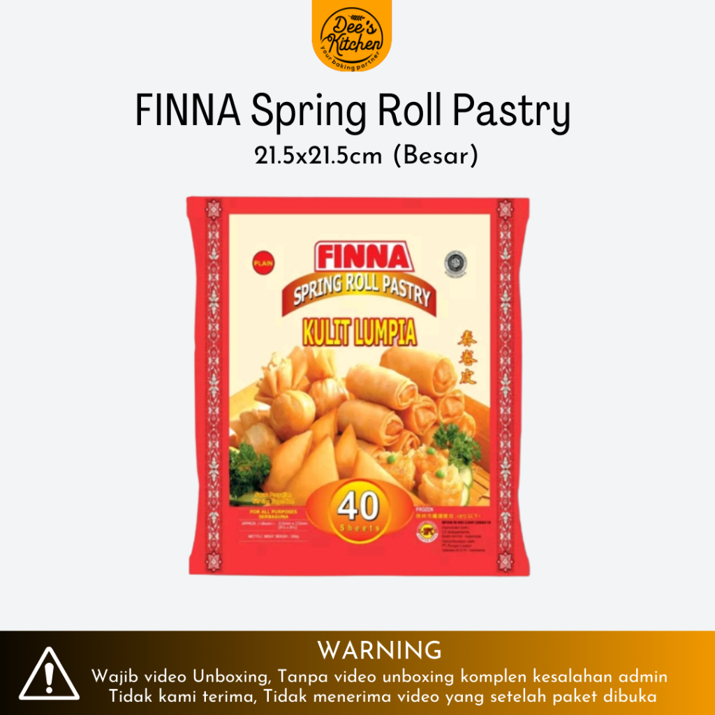 

FINNA Kulit Lumpia/Springroll Pastry 21.5 cm x 21.5 cm (40 sheet) - 550gr