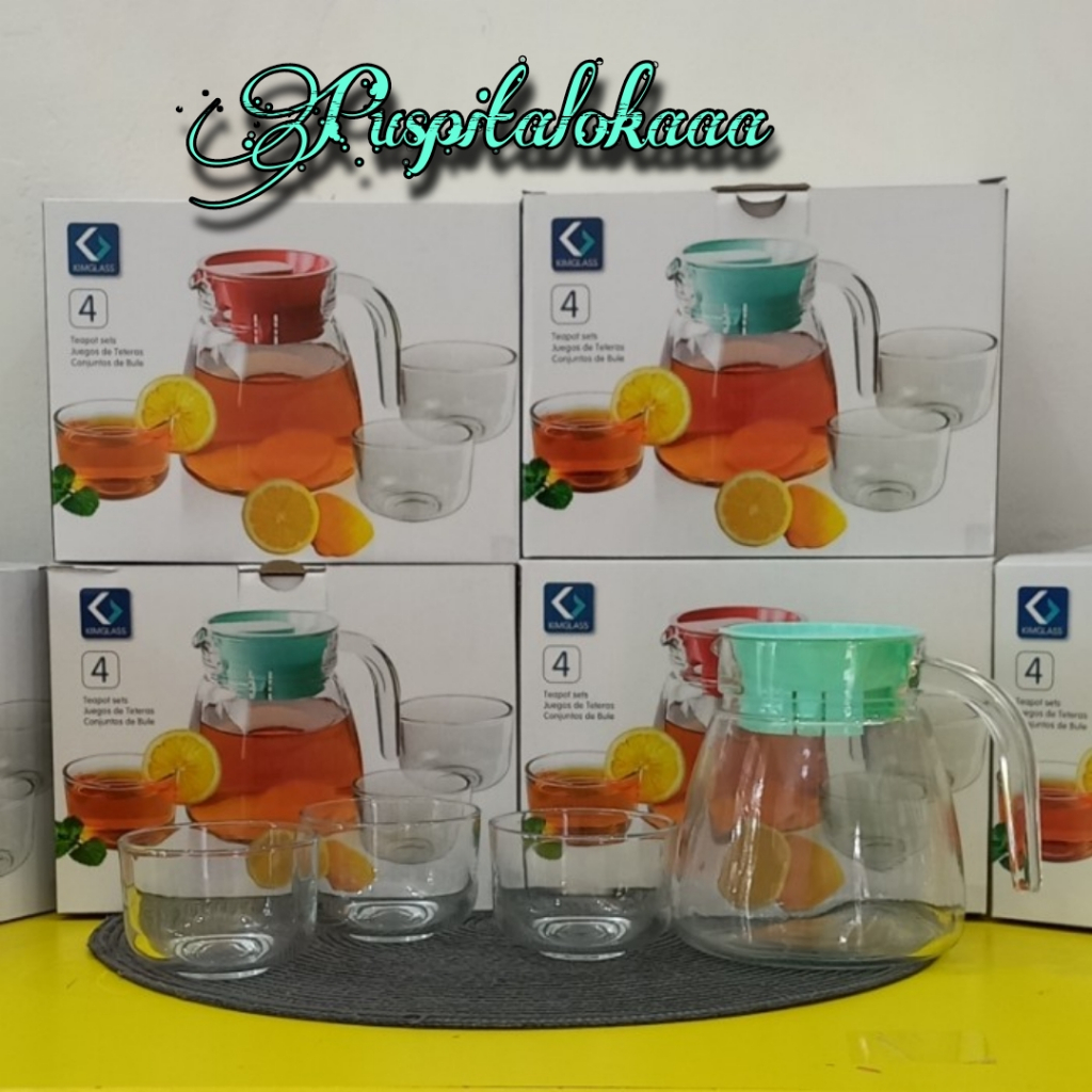 KIMGLASS PITCHER TEKO SET | GELAS SET KACA ORLEANS