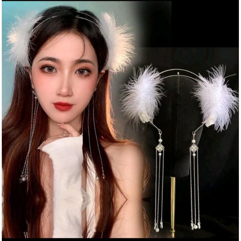 BANDO Bandana Headband Bando Hijab Ala Korea Aksesoris Rambut Kepala Bando Bulu