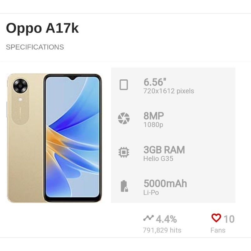 OPPO A17k 3GB/64GB [RAM 3GB+4GB, 5000 mAh Long Lasting Battery, Mediatek G35 Gaming Processor]