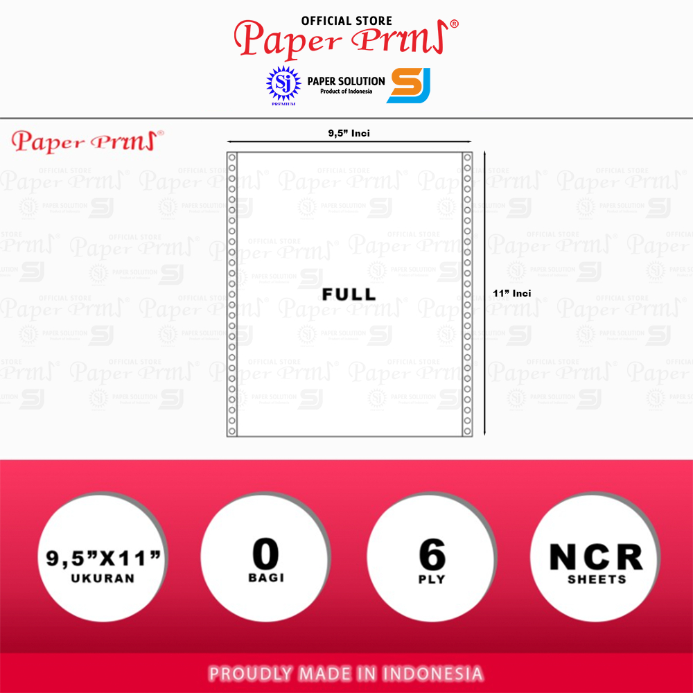 

Paperpryns Kertas Continuous Form 6PLY NCR 9,5" x 11" RJ4