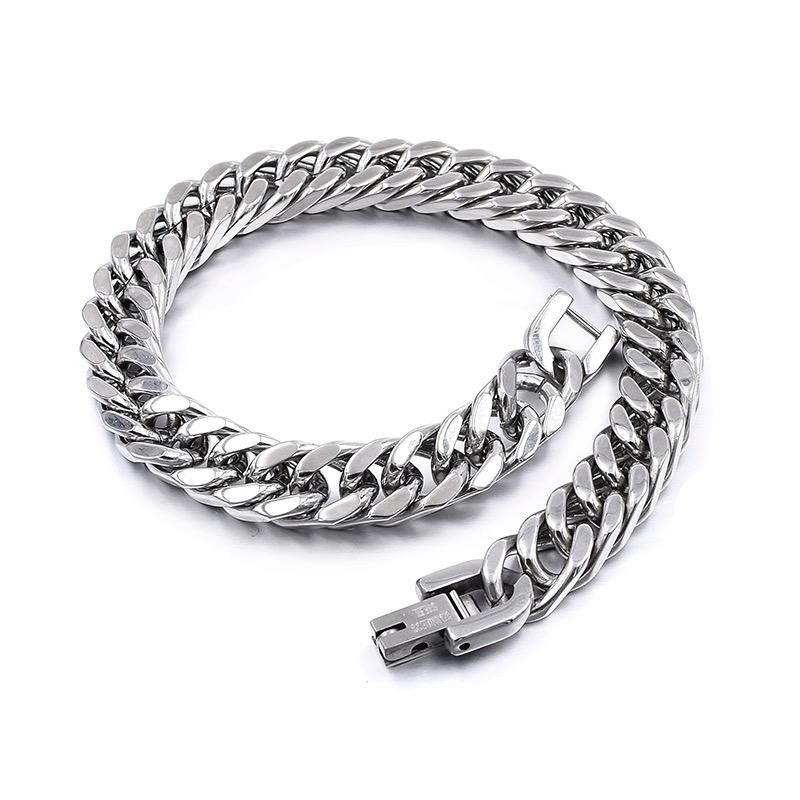 COD GELANG TITANIUM RANTAI BAJA SILVER MODEL TERLARIS RANTAI KOTAK/GELANG PRIA