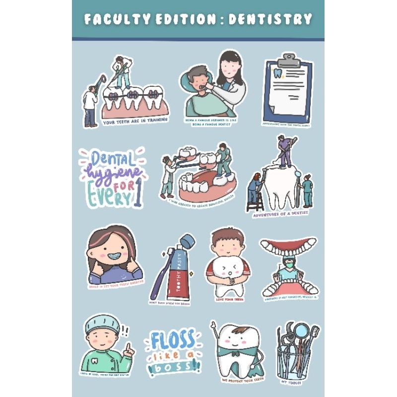 

[14 PCS] STIKER TEMA KEDOKTERAN GIGI / DENTISTRY / FKG LUCU MURAH GLOSSY