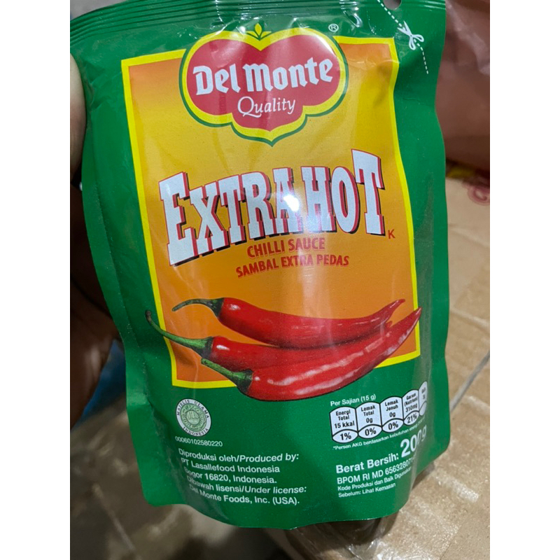 

Delmonte Saus Extra Hot Chilli Pouch 200g/Delmonte ketchup tomat 200g