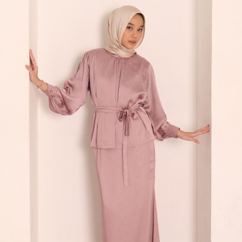 LAURA set satin/ COD dress satin mewah/ baju pesta dress satin murah