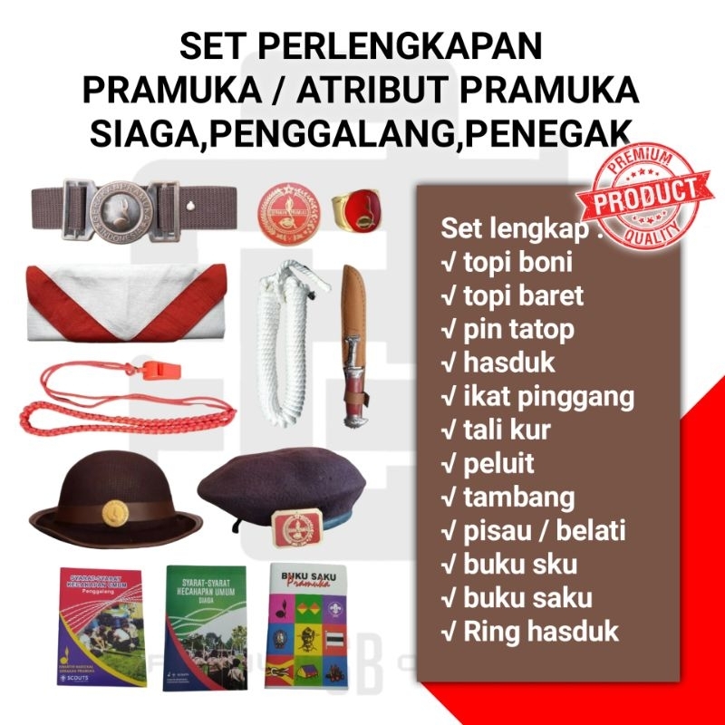 set lengkap atribut pramuka siaga penggalang penegak putra putri / set perlengkapan pramuka sd smp s
