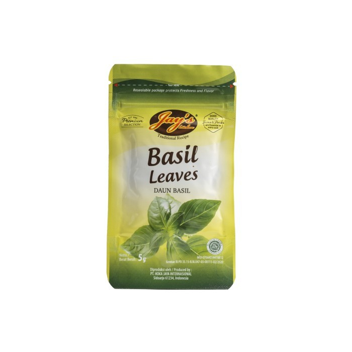 

Jay's Kitchen Basil Leaves Kemasan Sachet Ziplock 5 GR