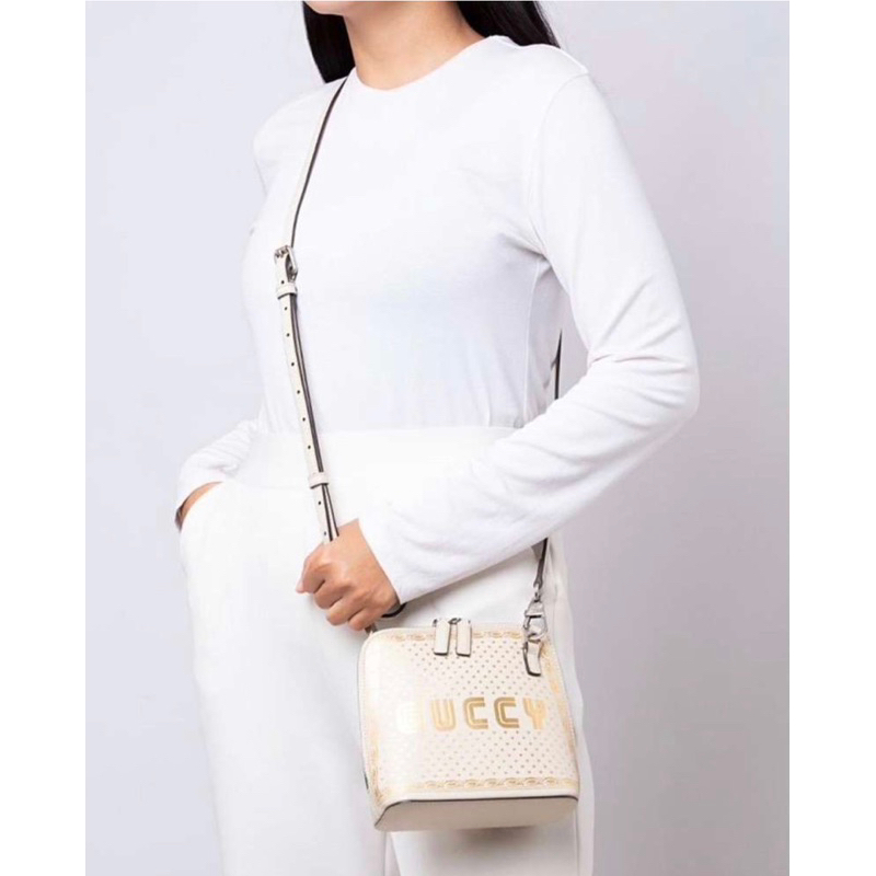 *GUCCI X SEGA GUCCY Stars Mini Dome Shoulder Bag Mystic White Gold*
