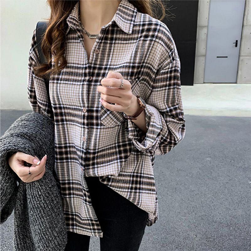 kemeja flanel lengan panjang remaja bestseller-Mocca