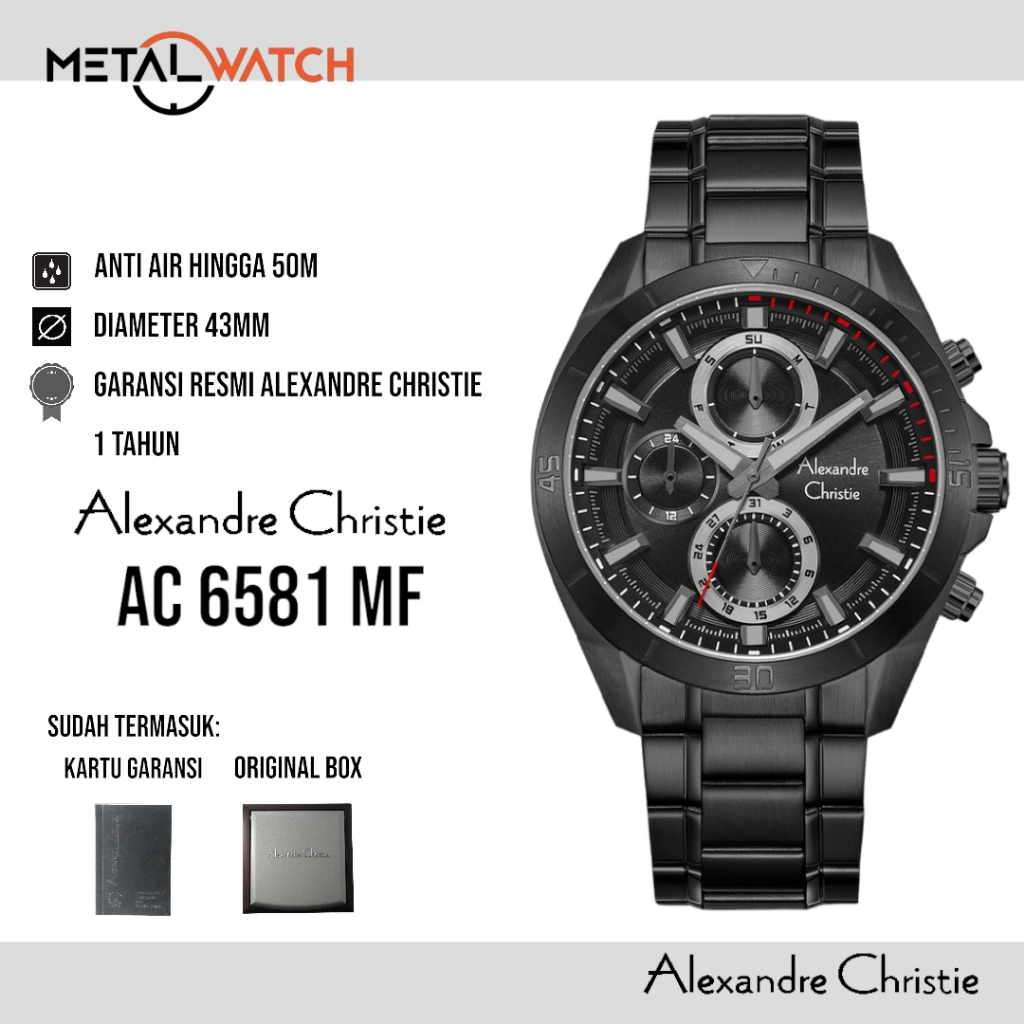 Jam Tangan Original Pria Alexandre Christie AC 6581 MF Stainless Steel Strap