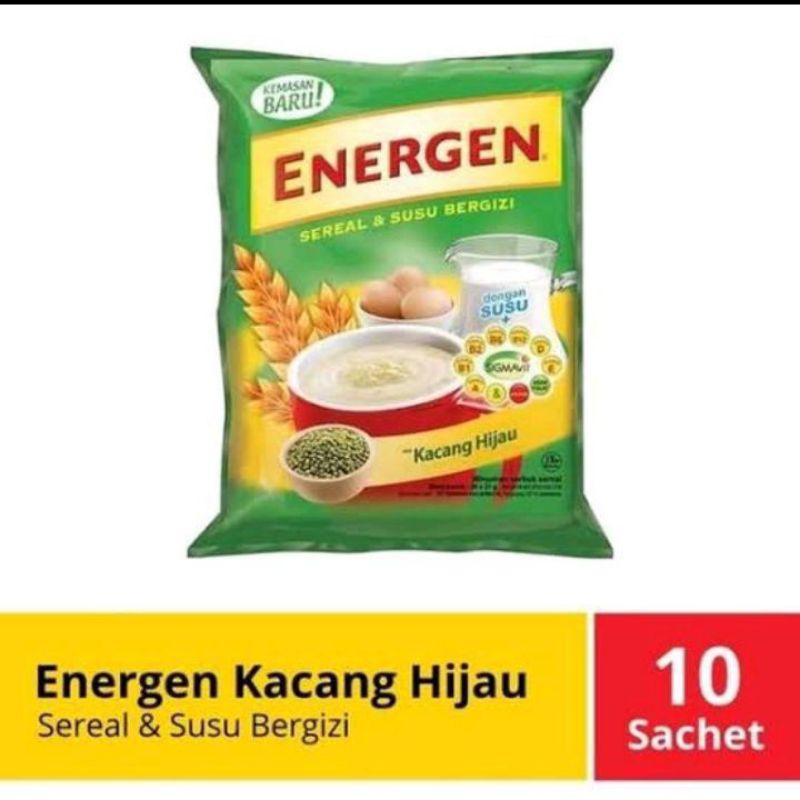 

ENERGEN Sereal Minuman Bubuk Bergizi Rasa Kacang Hijau/Ijo Renceng Isi 10 pcs