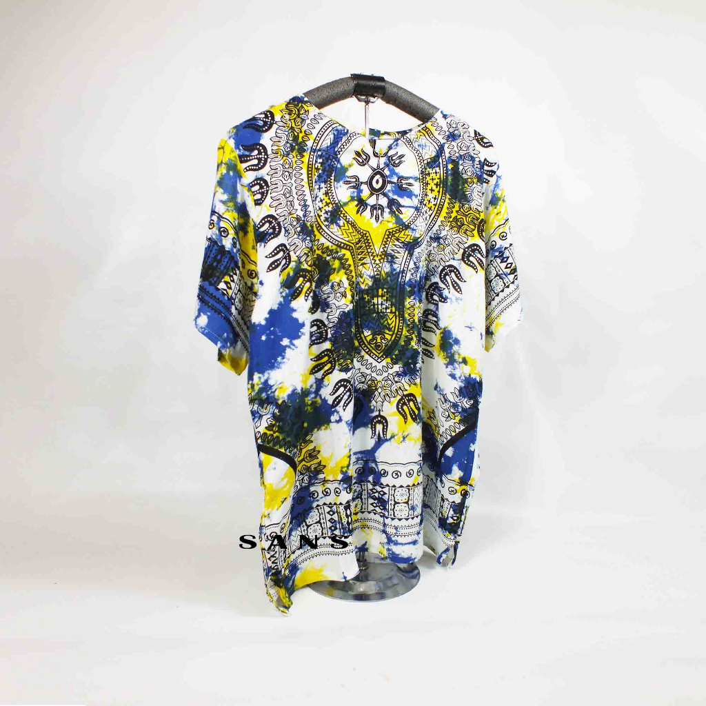 Baju etnik thailand dasar putih tiedye pria dan wanita - kaos tiedye - baju pantai