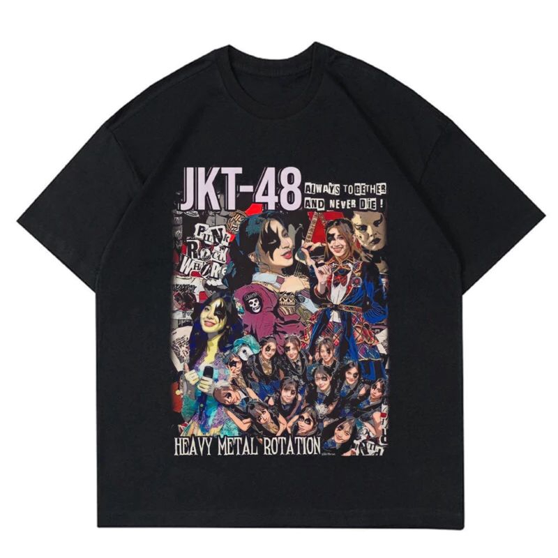 KAOS JKT 48 | KAOS BAND GROUP JKT 48 HEAVY METAL ROTATION | KAOS BAND GROUP OVERSIZE HITAM TERLARIS