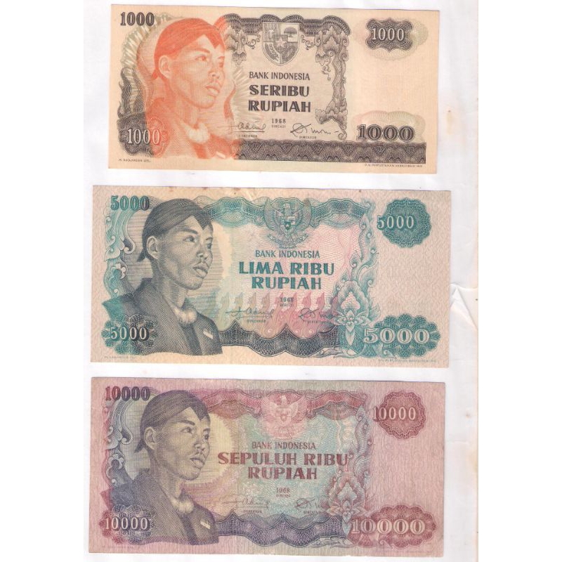 1 Set Uang Kertas Seri Sudirman 1968 (Rp 1 - Rp. 10.000) 11 Lembar